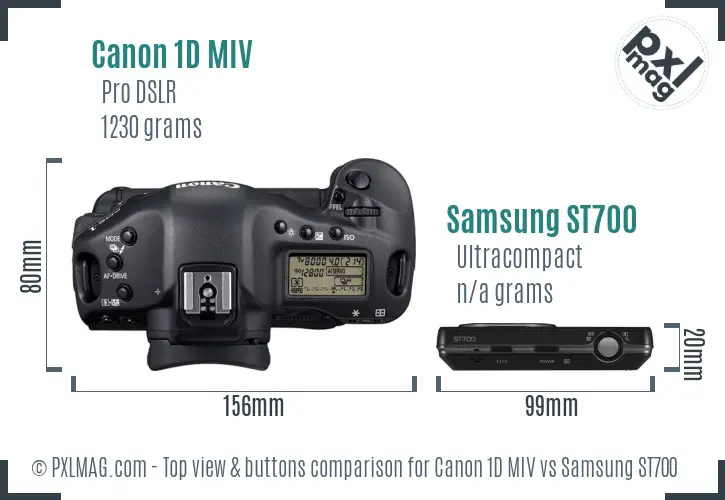 Canon 1D MIV vs Samsung ST700 top view buttons comparison