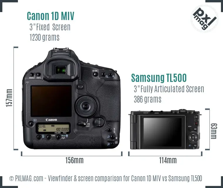 Canon 1D MIV vs Samsung TL500 Screen and Viewfinder comparison