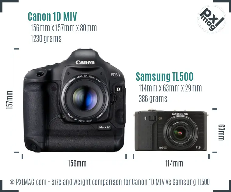 Canon 1D MIV vs Samsung TL500 size comparison