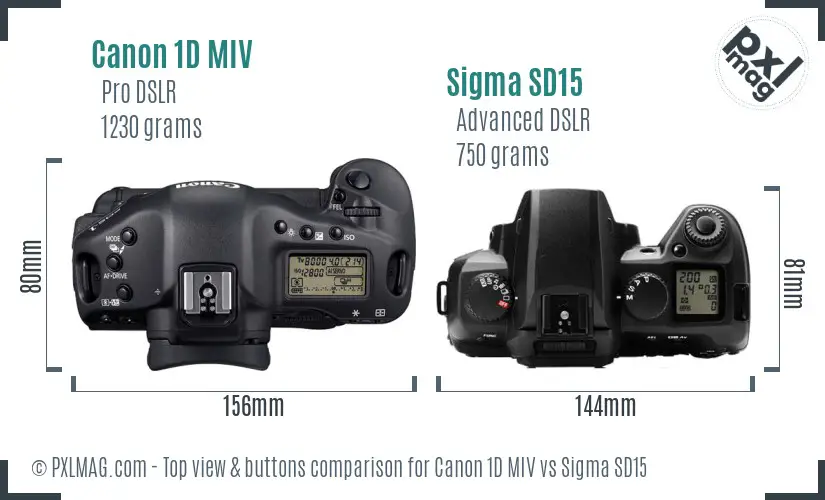 Canon 1D MIV vs Sigma SD15 top view buttons comparison