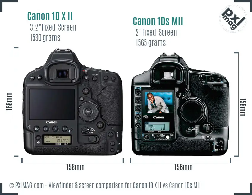 Canon 1D X II vs Canon 1Ds MII Screen and Viewfinder comparison