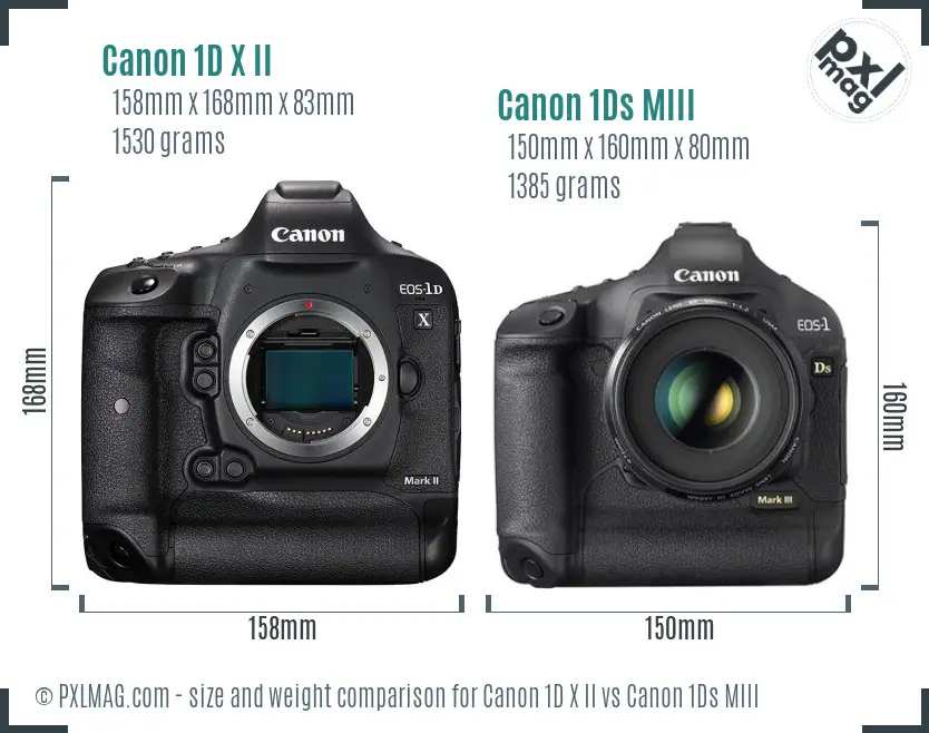 Canon 1D X II vs Canon 1Ds MIII size comparison