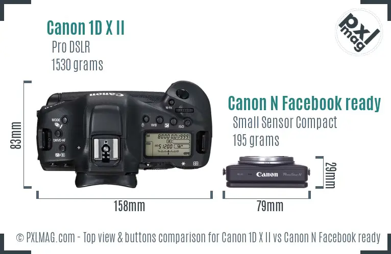 Canon 1D X II vs Canon N Facebook ready top view buttons comparison