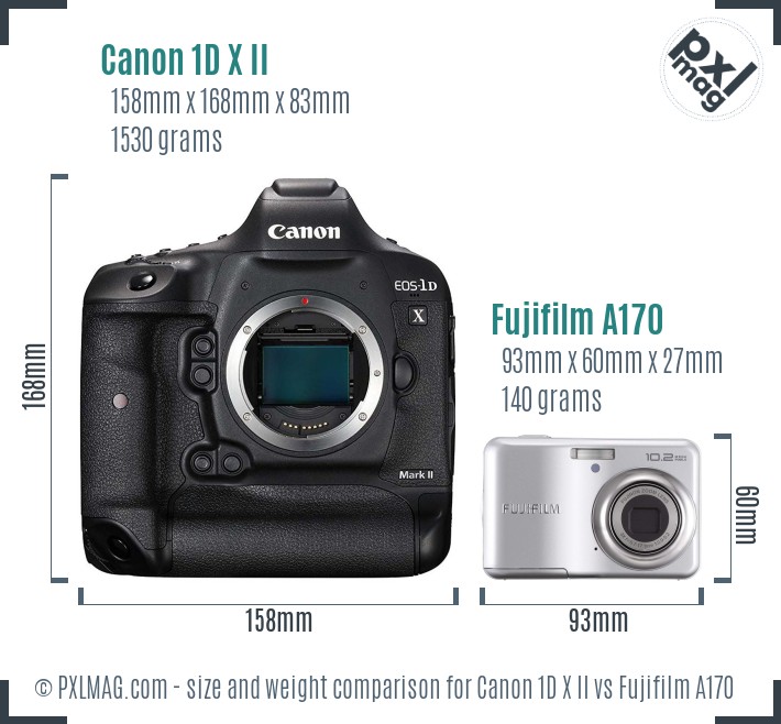 Canon 1D X II vs Fujifilm A170 size comparison Canon 1D X II vs Fujifilm A170 size comparison