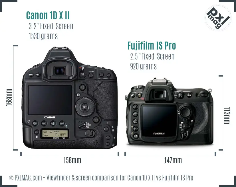 Canon 1D X II vs Fujifilm IS Pro Screen and Viewfinder comparison