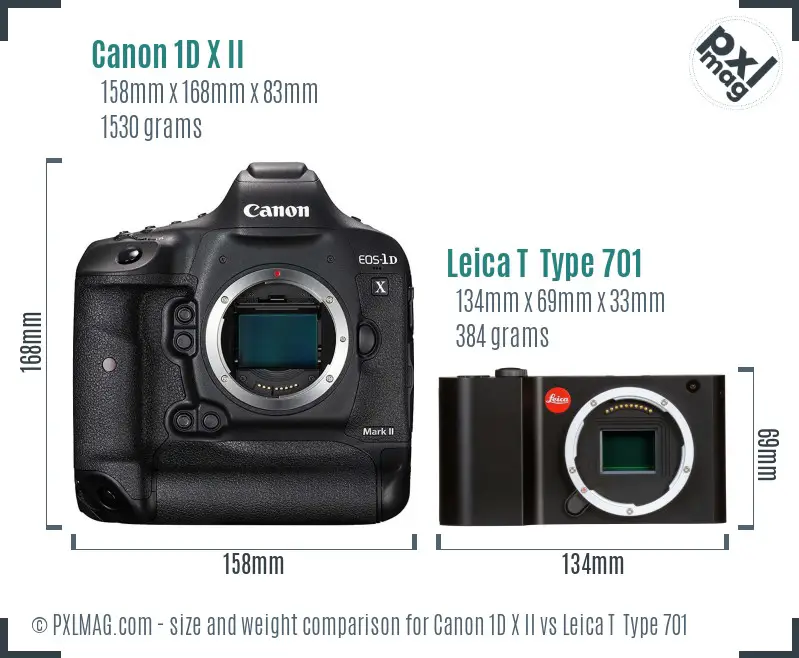 Canon 1D X II vs Leica T  Type 701 size comparison