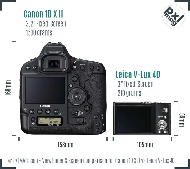 Canon 1D X II vs Leica V-Lux 40 Screen and Viewfinder comparison