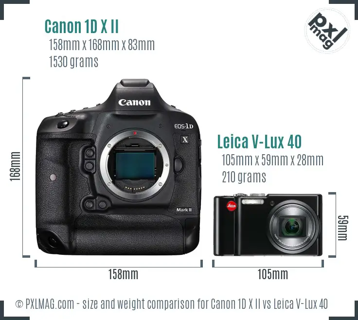 Canon 1D X II vs Leica V-Lux 40 size comparison