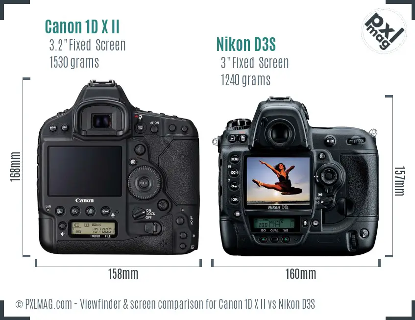 Canon 1D X II vs Nikon D3S Screen and Viewfinder comparison