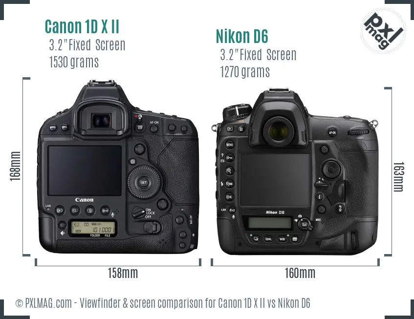 Canon 1D X II vs Nikon D6 Screen and Viewfinder comparison
