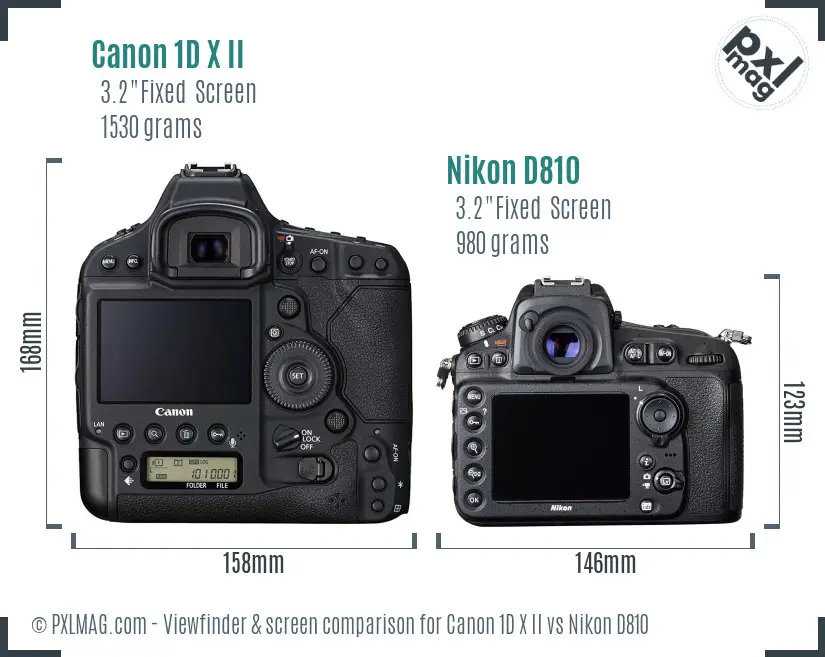 Canon 1D X II vs Nikon D810 Screen and Viewfinder comparison Canon 1D X II vs Nikon D810 Screen and Viewfinder comparison
