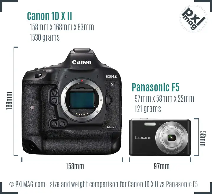Canon 1D X II vs Panasonic F5 size comparison