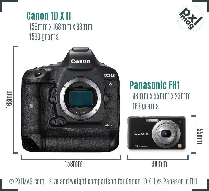 Canon 1D X II vs Panasonic FH1 size comparison