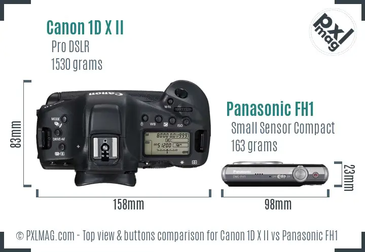 Canon 1D X II vs Panasonic FH1 top view buttons comparison
