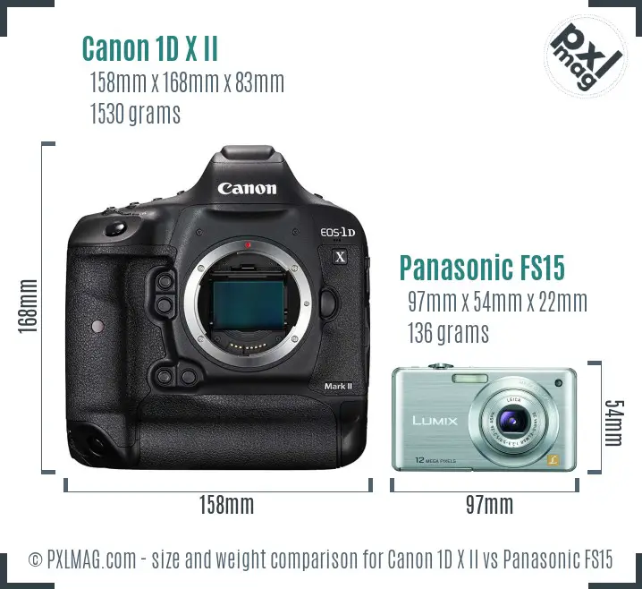 Canon 1D X II vs Panasonic FS15 size comparison