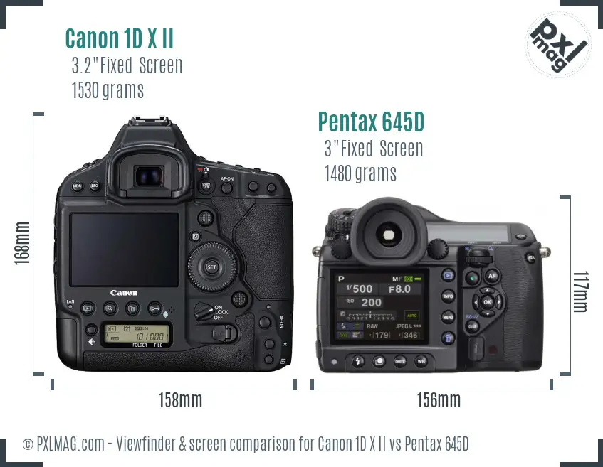 Canon 1D X II vs Pentax 645D Screen and Viewfinder comparison