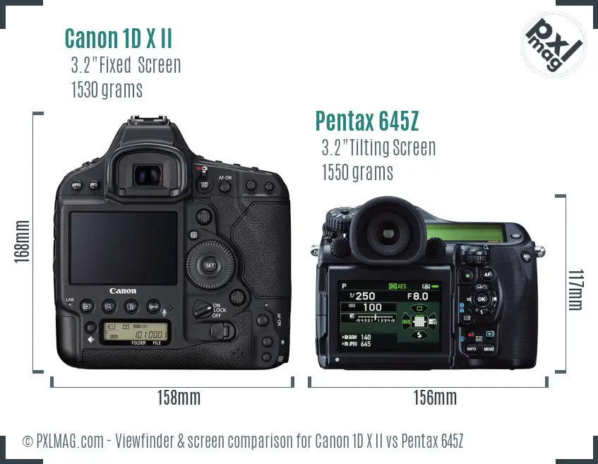 Canon 1D X II vs Pentax 645Z Screen and Viewfinder comparison