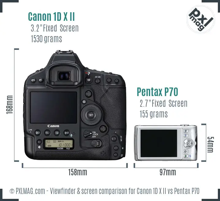 Canon 1D X II vs Pentax P70 Screen and Viewfinder comparison