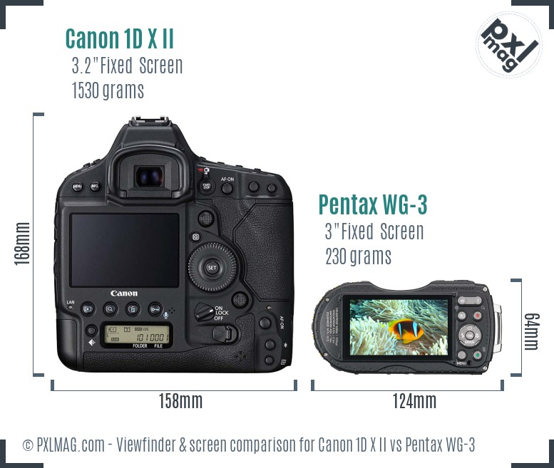 Canon 1D X II vs Pentax WG-3 Screen and Viewfinder comparison