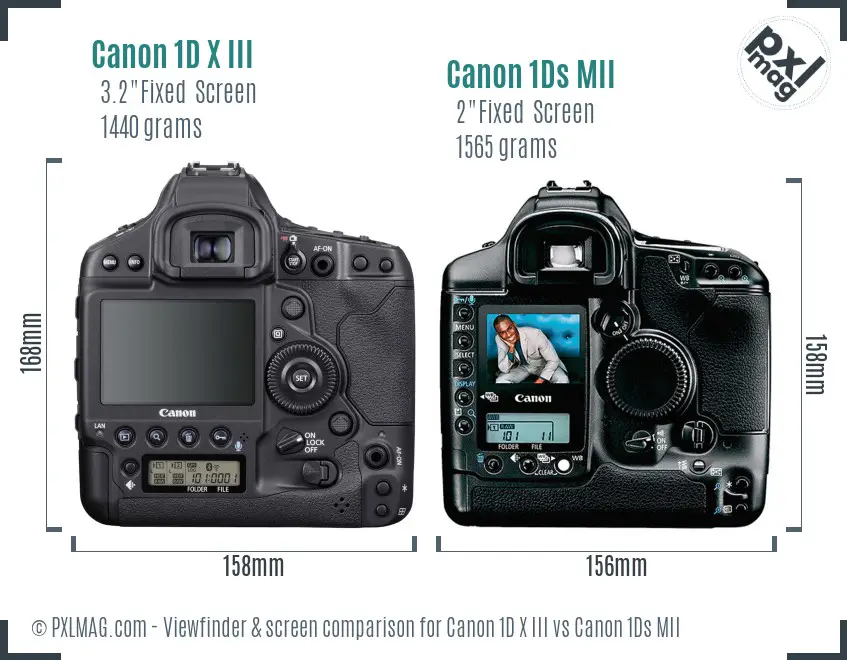 Canon 1D X III vs Canon 1Ds MII Screen and Viewfinder comparison