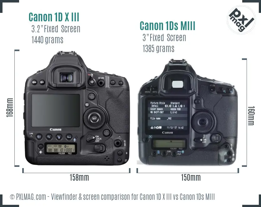 Canon 1D X III vs Canon 1Ds MIII Screen and Viewfinder comparison