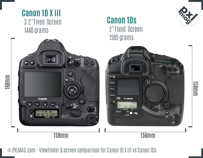 Canon 1D X III vs Canon 1Ds Screen and Viewfinder comparison