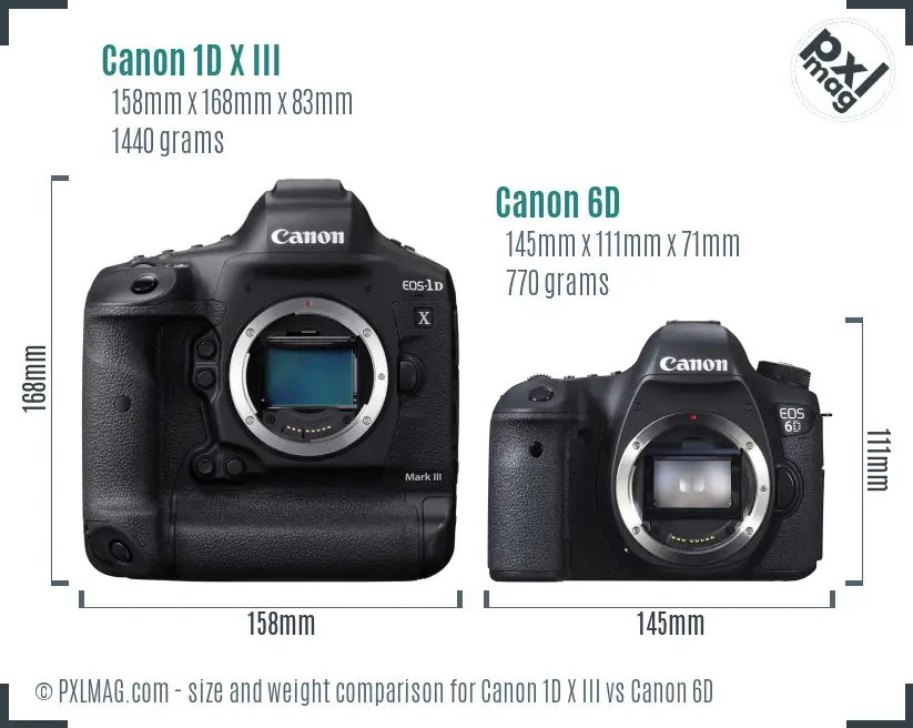Canon 1D X III vs Canon 6D size comparison Canon 1D X III vs Canon 6D size comparison