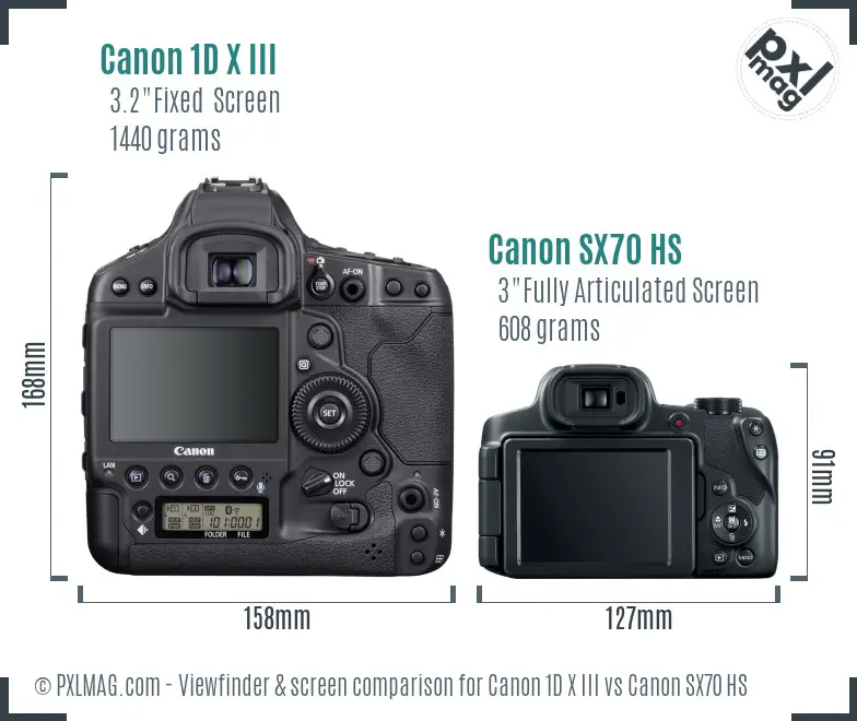 Canon 1D X III vs Canon SX70 HS Screen and Viewfinder comparison
