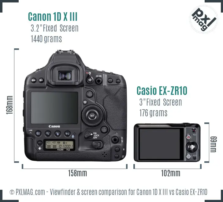 Canon 1D X III vs Casio EX-ZR10 Screen and Viewfinder comparison Canon 1D X III vs Casio EX-ZR10 Screen and Viewfinder comparison