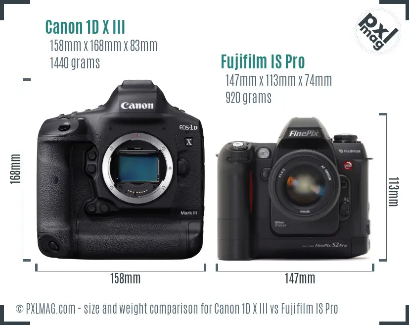 Canon 1D X III vs Fujifilm IS Pro size comparison