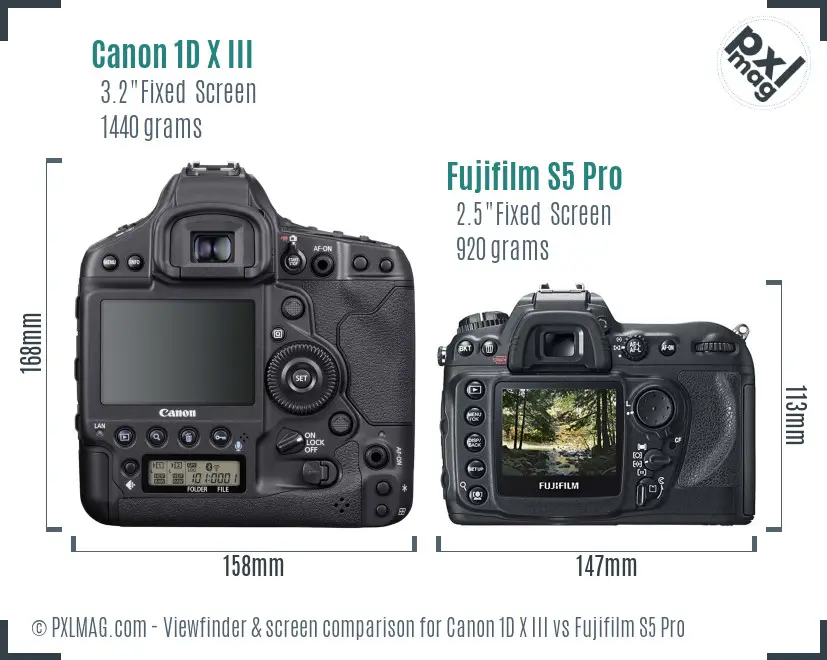 Canon 1D X III vs Fujifilm S5 Pro Screen and Viewfinder comparison