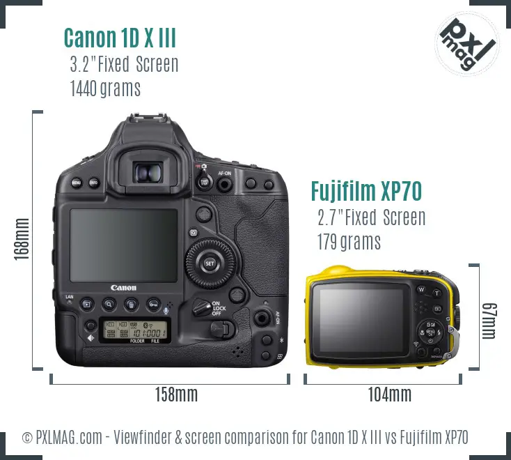 Canon 1D X III vs Fujifilm XP70 Screen and Viewfinder comparison