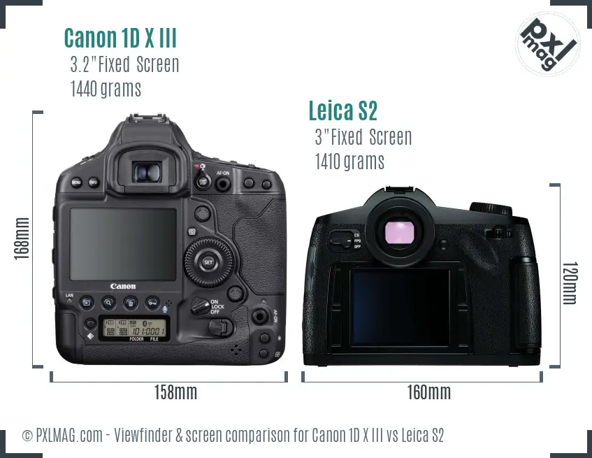 Canon 1D X III vs Leica S2 Screen and Viewfinder comparison