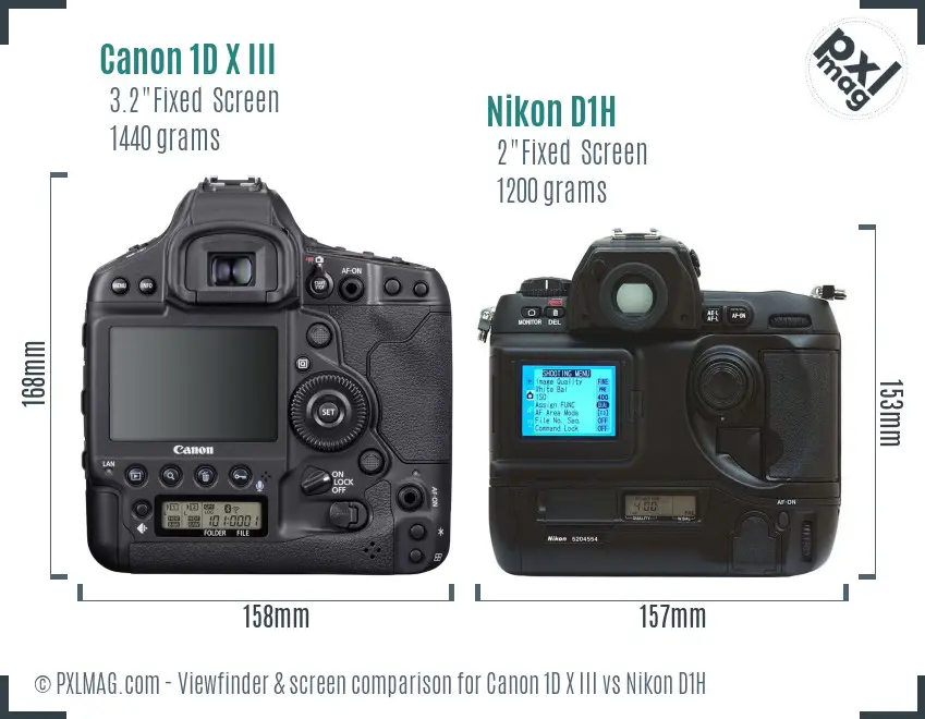 Canon 1D X III vs Nikon D1H Screen and Viewfinder comparison