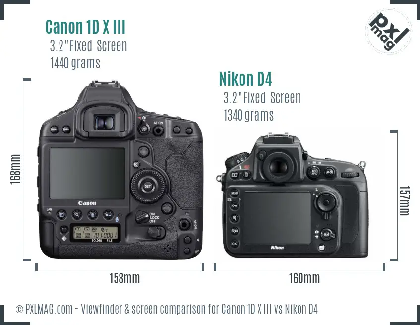 Canon 1D X III vs Nikon D4 Screen and Viewfinder comparison