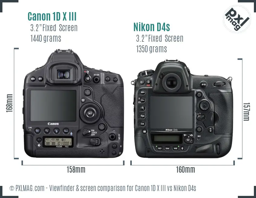 Canon 1D X III vs Nikon D4s Screen and Viewfinder comparison
