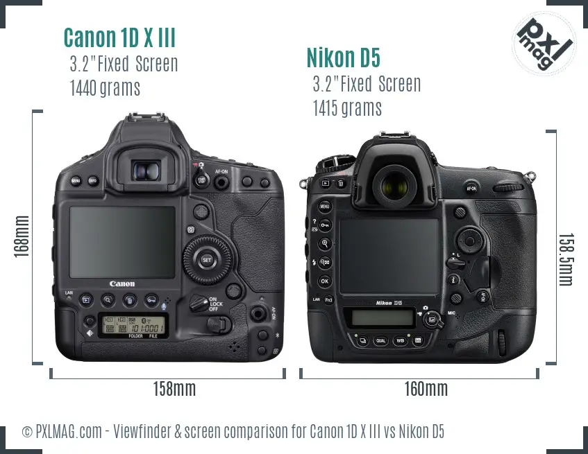 Canon 1D X III vs Nikon D5 Screen and Viewfinder comparison