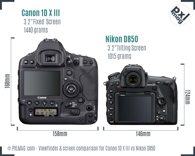 Canon 1D X III vs Nikon D850 Screen and Viewfinder comparison