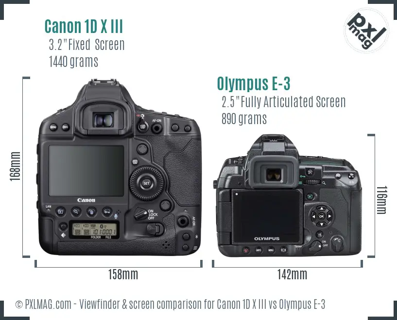 Canon 1D X III vs Olympus E-3 Screen and Viewfinder comparison