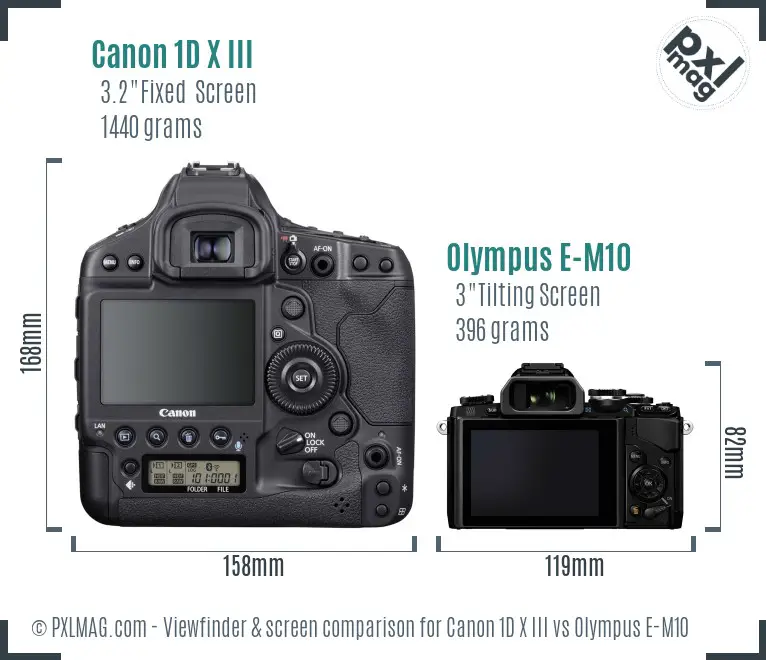 Canon 1D X III vs Olympus E-M10 Screen and Viewfinder comparison