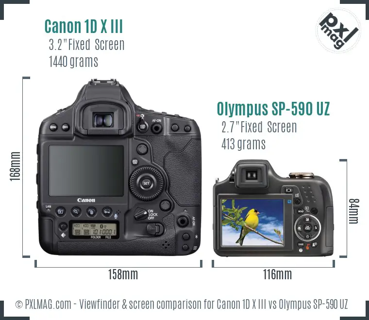 Canon 1D X III vs Olympus SP-590 UZ Screen and Viewfinder comparison