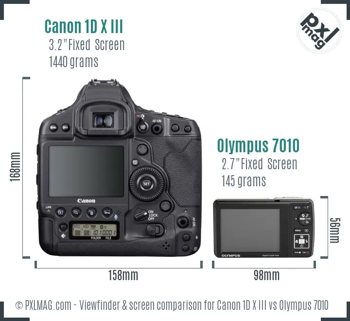 Canon 1D X III vs Olympus 7010 Screen and Viewfinder comparison