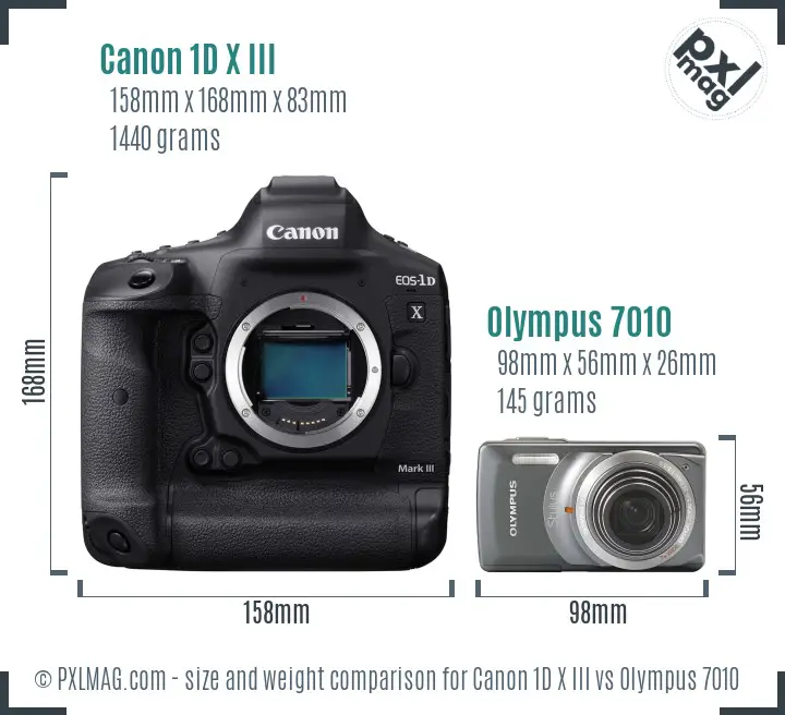 Canon 1D X III vs Olympus 7010 size comparison
