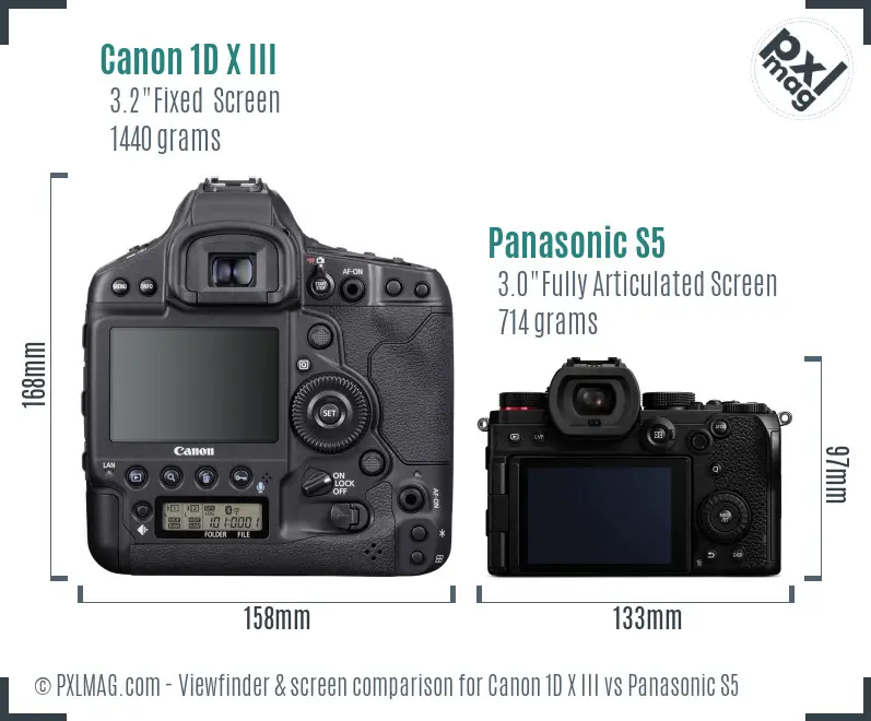Canon 1D X III vs Panasonic S5 Screen and Viewfinder comparison