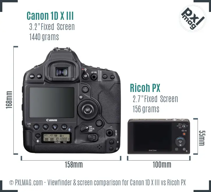Canon 1D X III vs Ricoh PX Screen and Viewfinder comparison