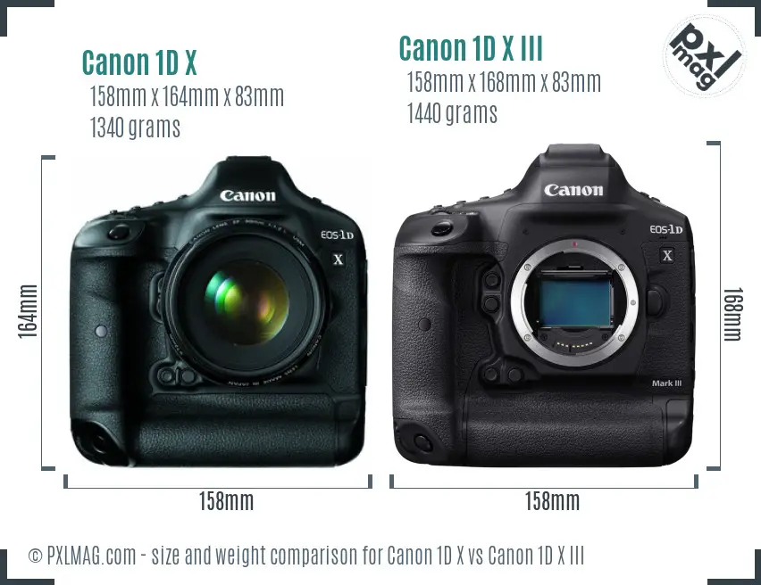 Canon 1D X vs Canon 1D X III size comparison