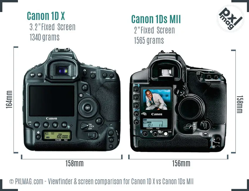 Canon 1D X vs Canon 1Ds MII Screen and Viewfinder comparison