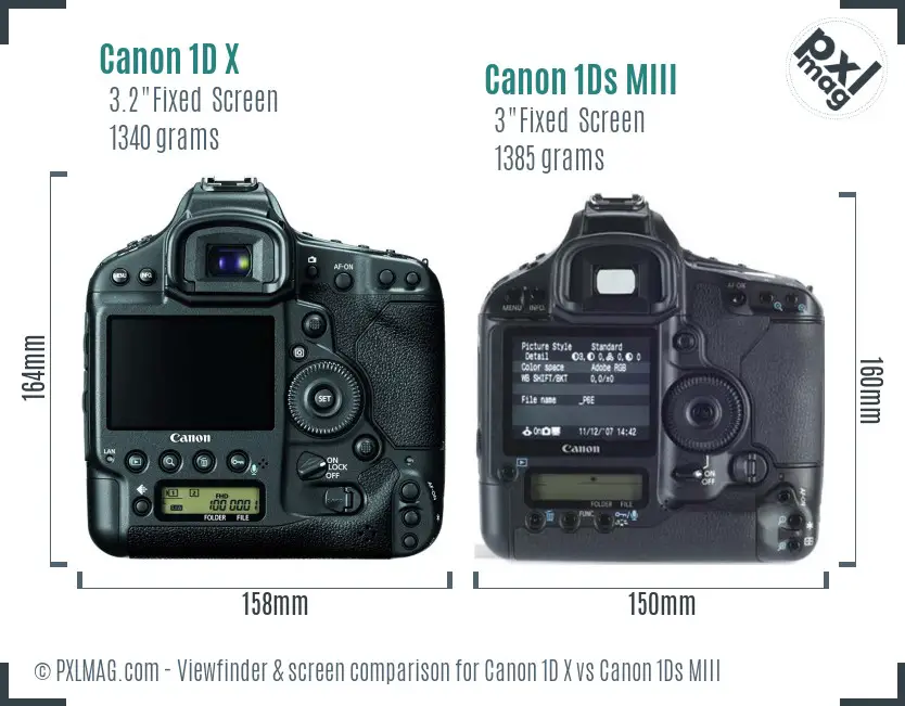 Canon 1D X vs Canon 1Ds MIII Screen and Viewfinder comparison