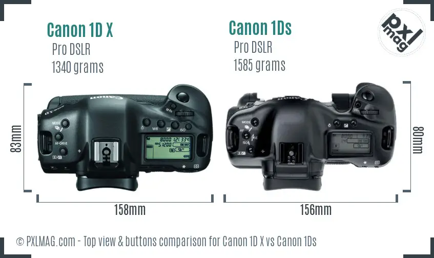 Canon 1D X vs Canon 1Ds top view buttons comparison
