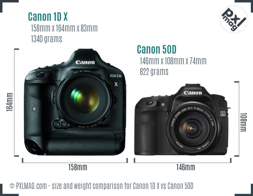 Canon 1D X vs Canon 50D size comparison Canon 1D X vs Canon 50D size comparison